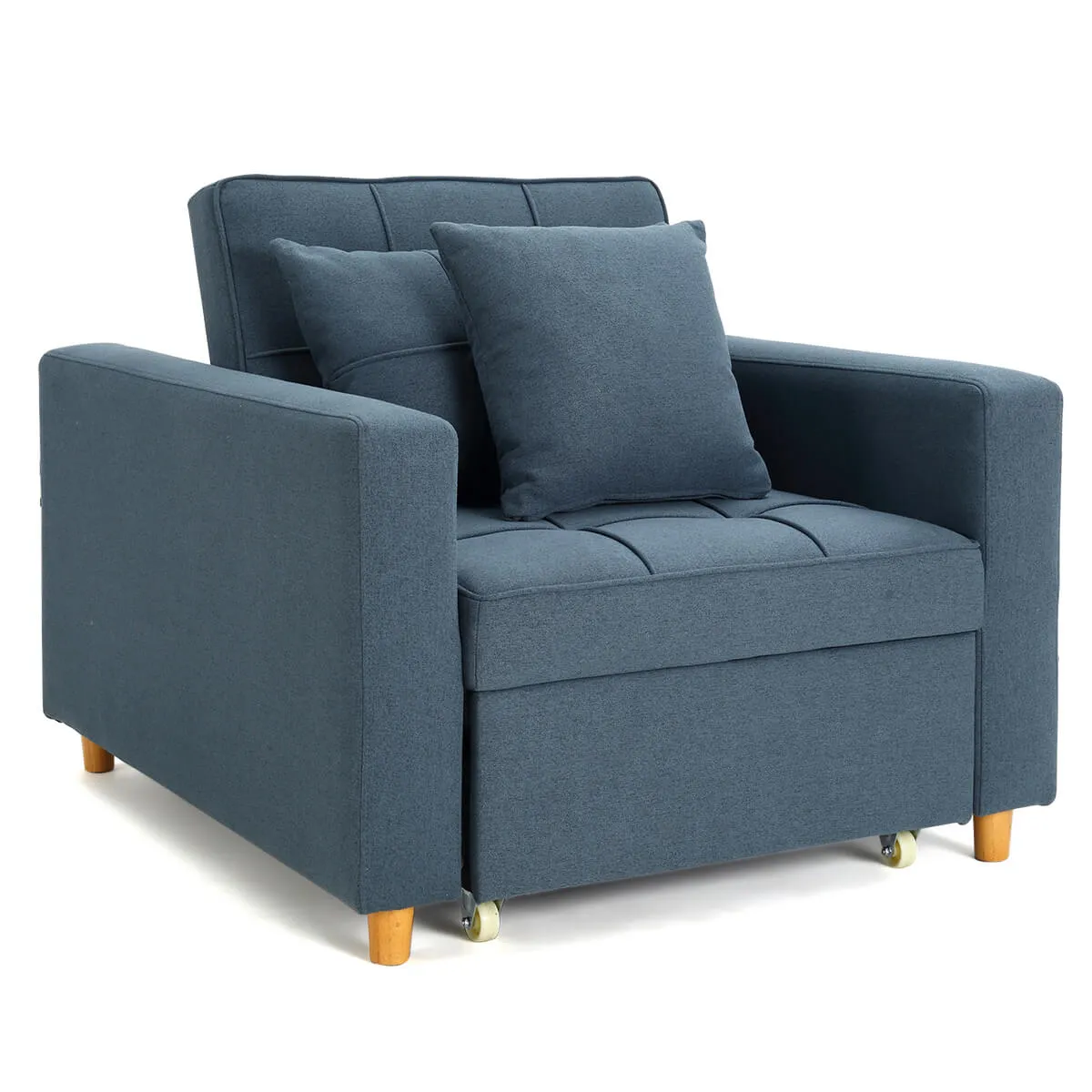 Set of 2 Sofa Bed 3-in-1 Convertible Chair Multi-Functional Adjustable Recliner, Sofa, Bed(Blue Gray)