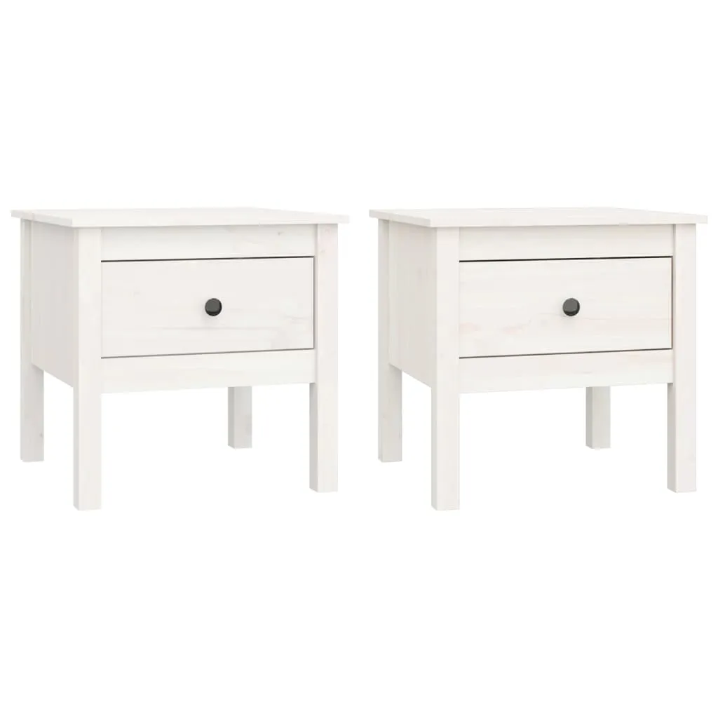Side Tables 2 pcs White 50x50x49 cm Solid Wood Pine