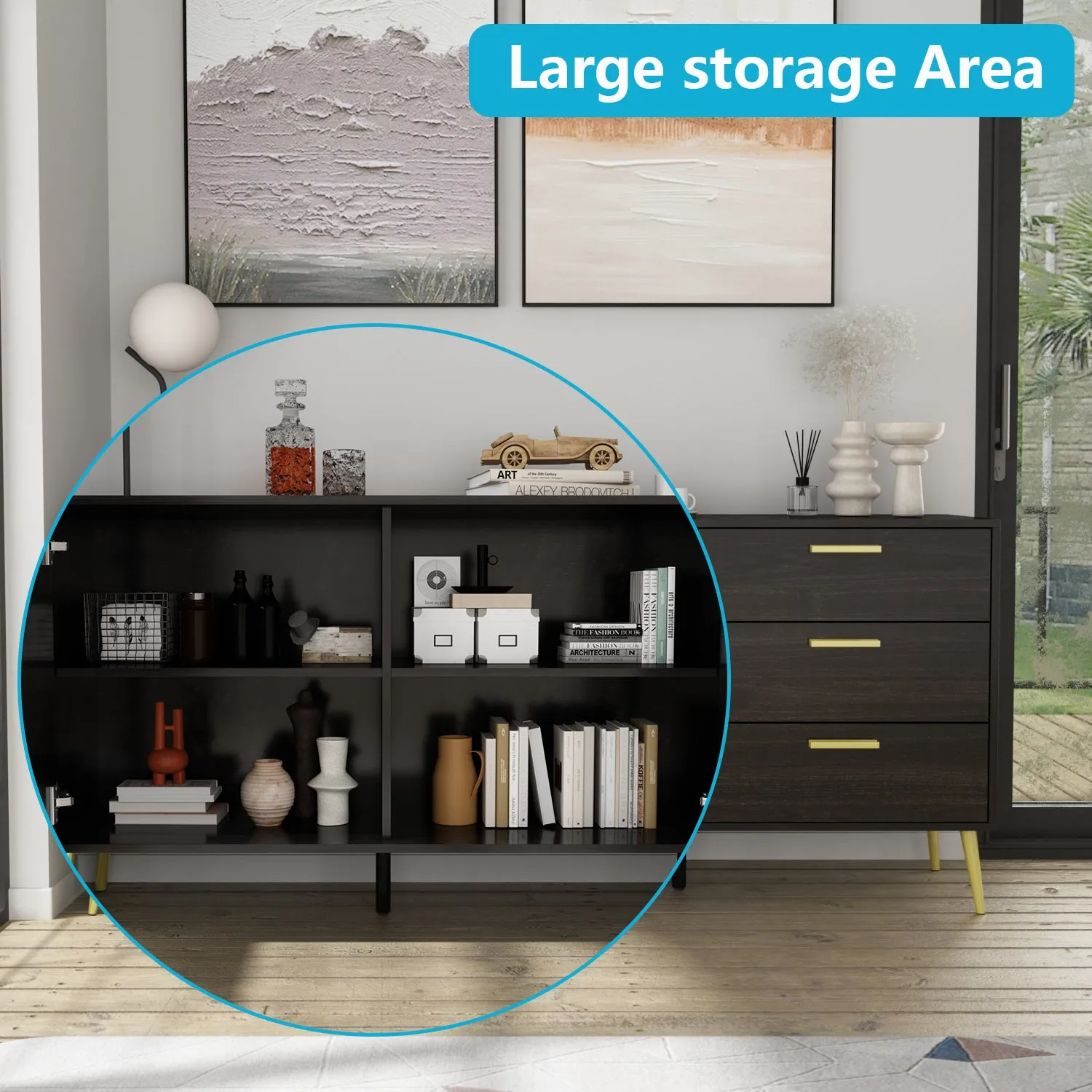 Sideboard Buffet Server Wide Stand Cabinet with Large Storage