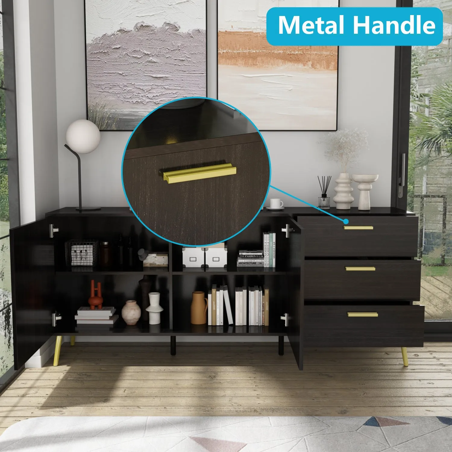 Sideboard Buffet Server Wide Stand Cabinet with Large Storage