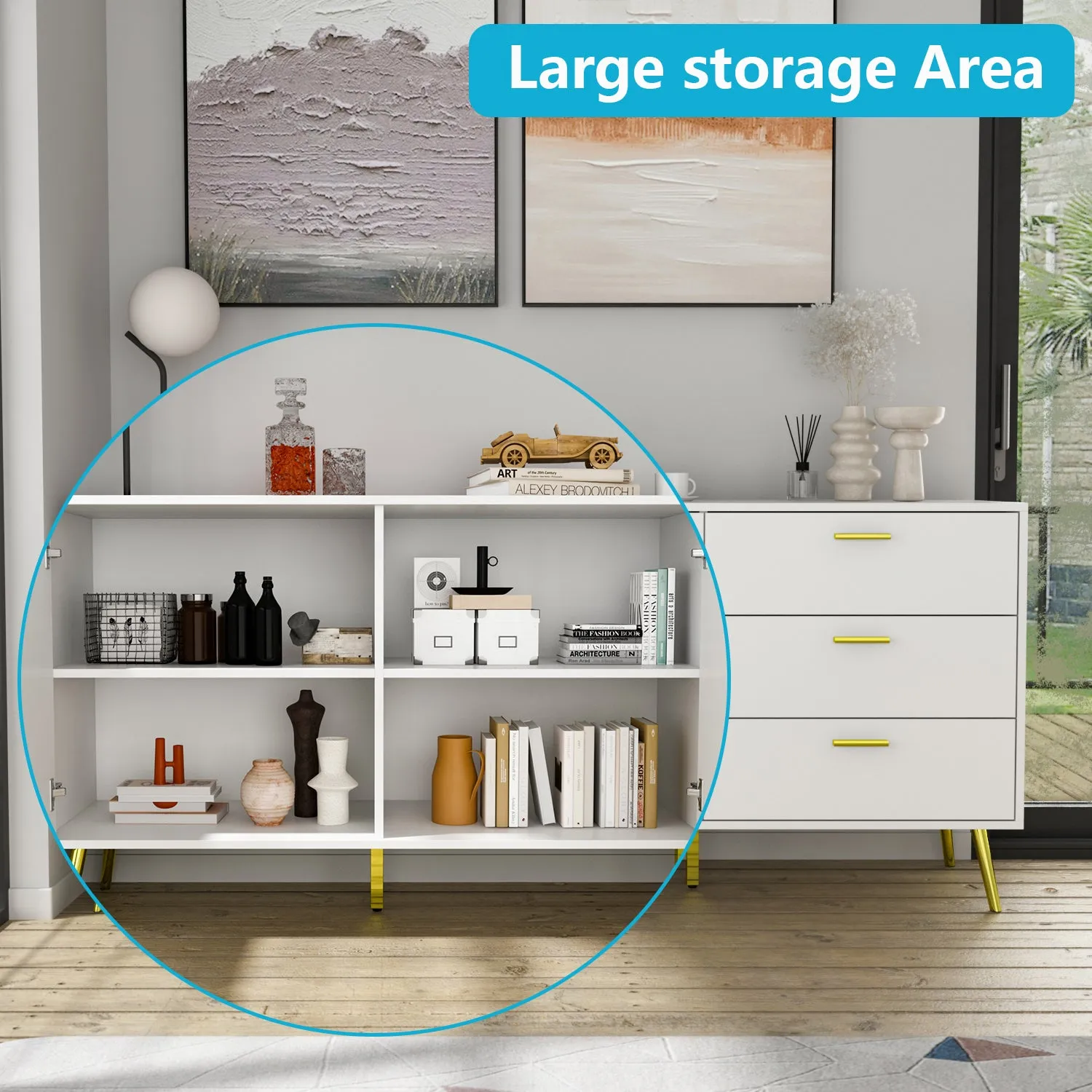 Sideboard Buffet Server Wide Stand Cabinet with Large Storage