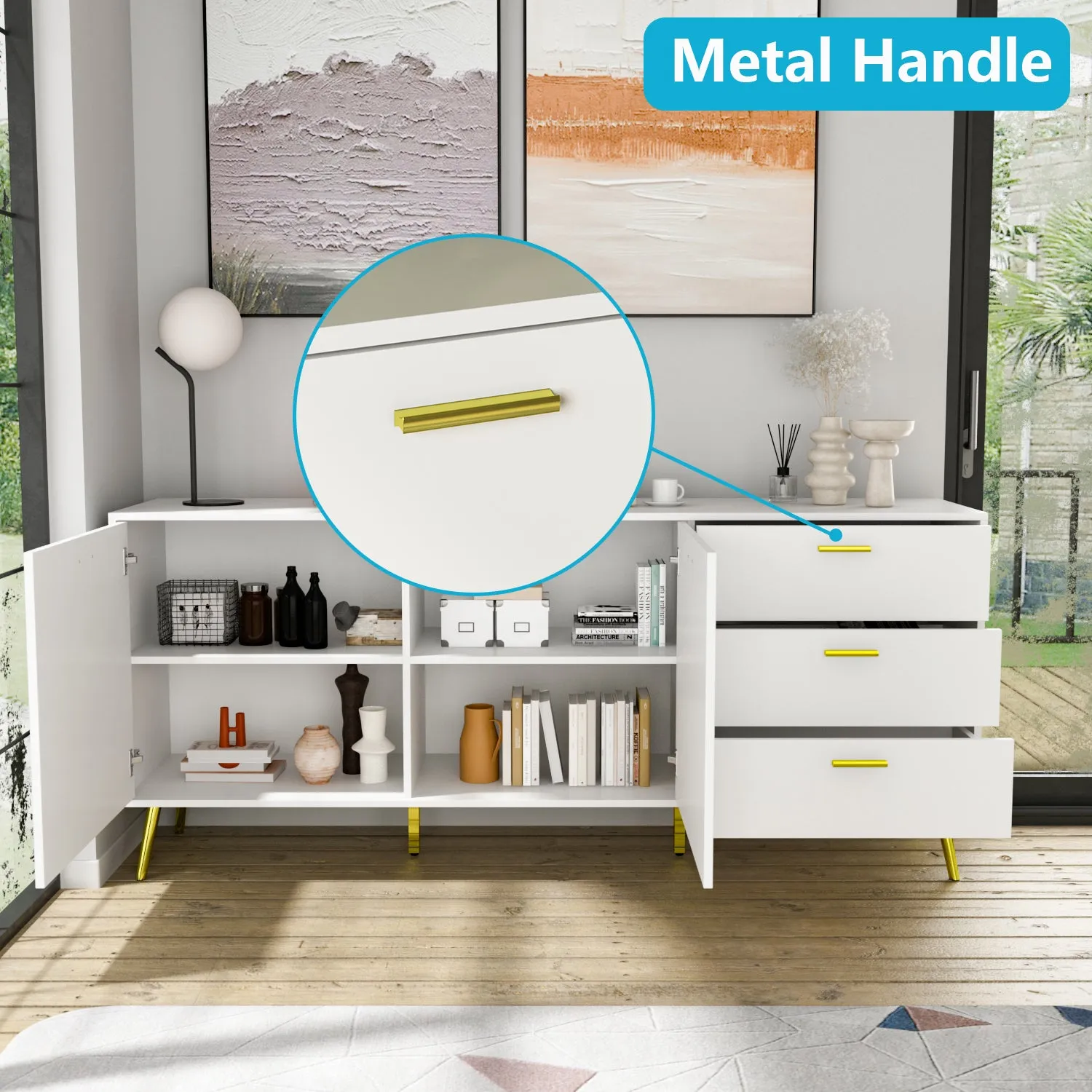 Sideboard Buffet Server Wide Stand Cabinet with Large Storage