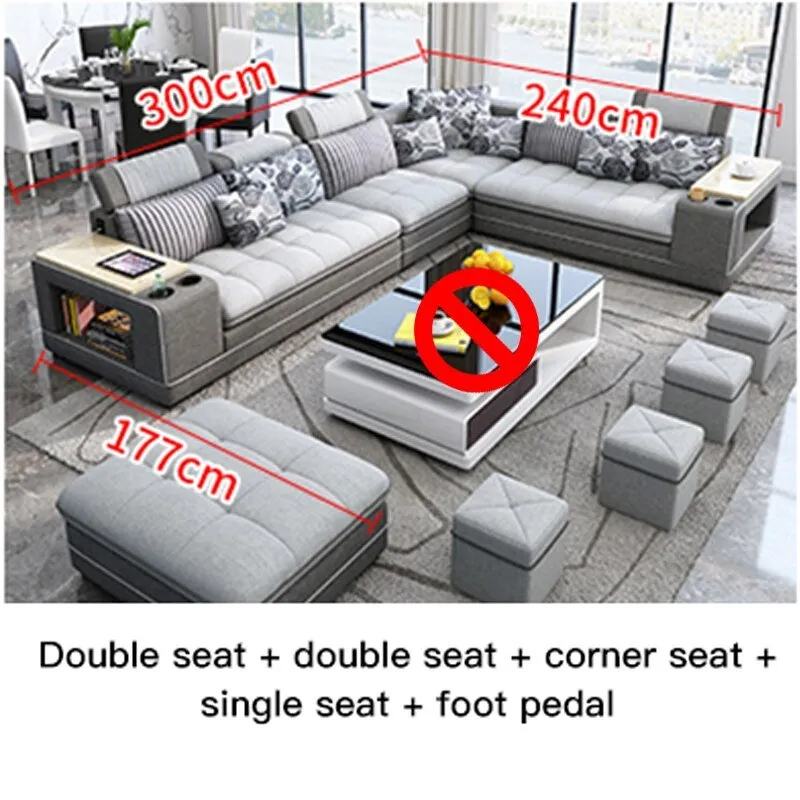 Speaker Sound System Bluetooth U-Shaped Living Room Sofa Bed Sets