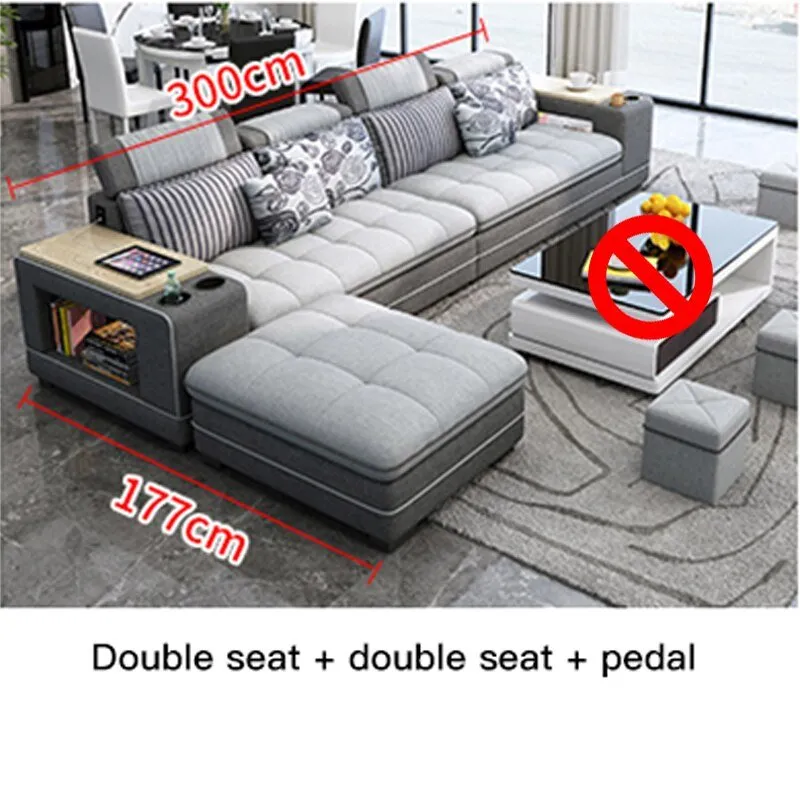 Speaker Sound System Bluetooth U-Shaped Living Room Sofa Bed Sets