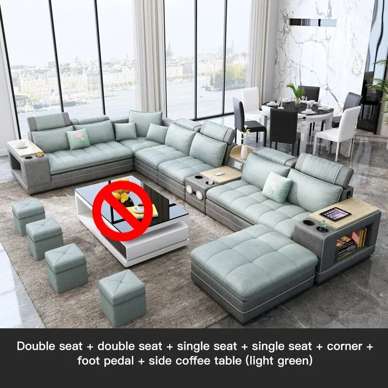 Speaker Sound System Bluetooth U-Shaped Living Room Sofa Bed Sets