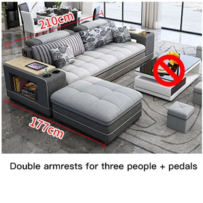 Speaker Sound System Bluetooth U-Shaped Living Room Sofa Bed Sets