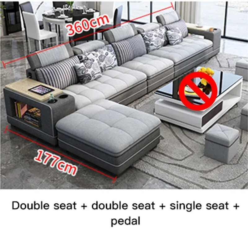 Speaker Sound System Bluetooth U-Shaped Living Room Sofa Bed Sets