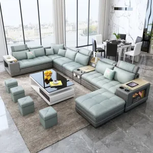 Speaker Sound System Bluetooth U-Shaped Living Room Sofa Bed Sets