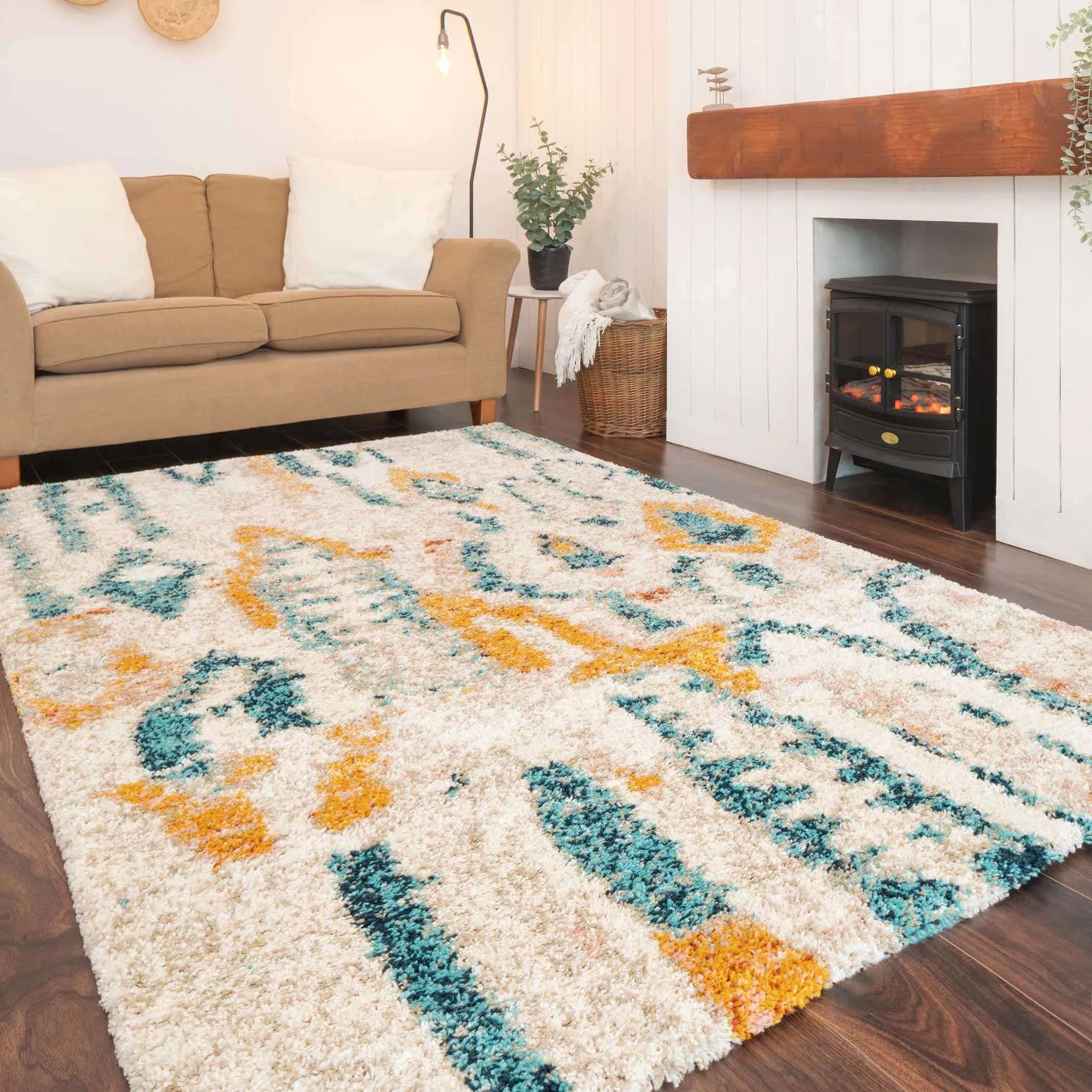 Super Soft Abstract Moroccan Shaggy Rug - Bella