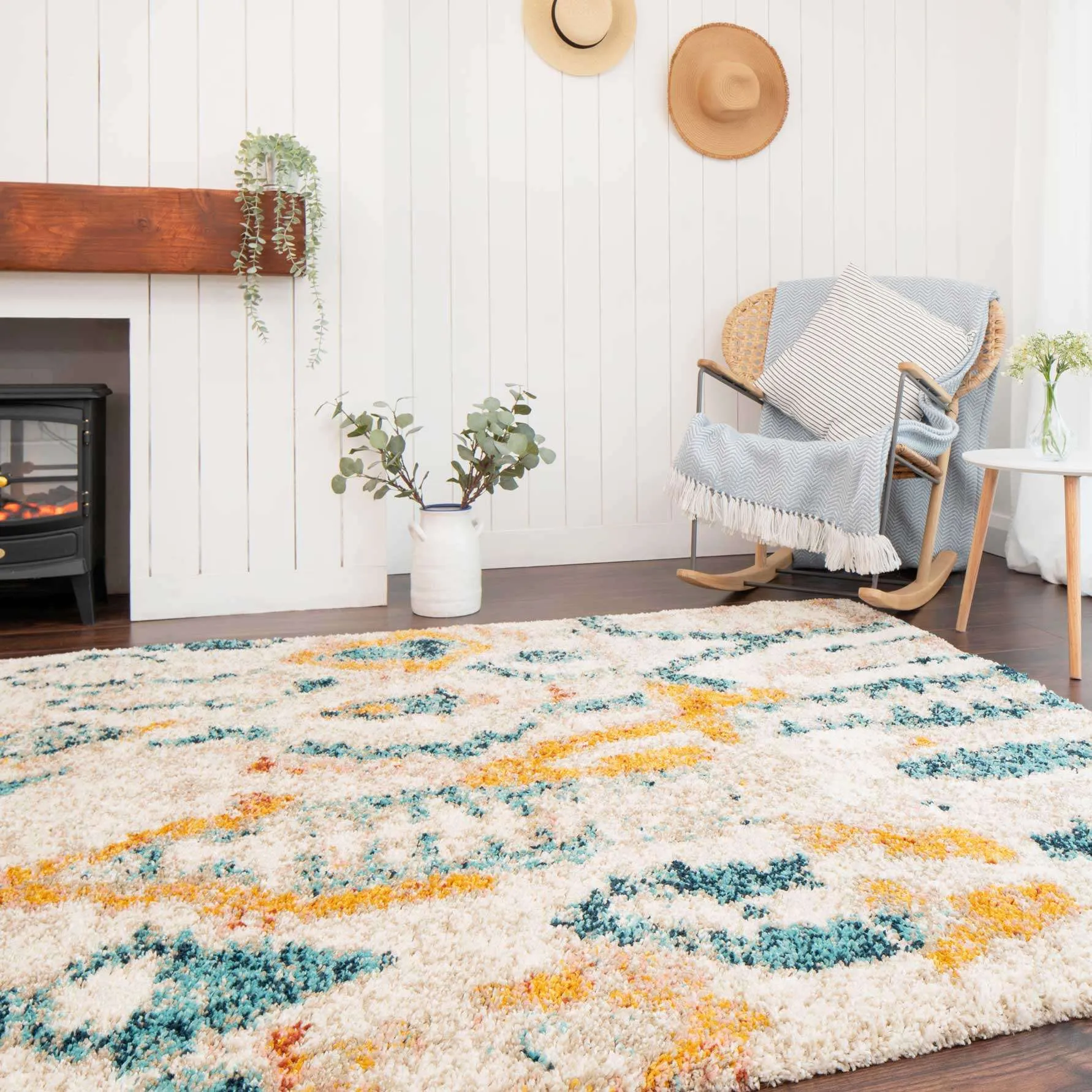 Super Soft Abstract Moroccan Shaggy Rug - Bella