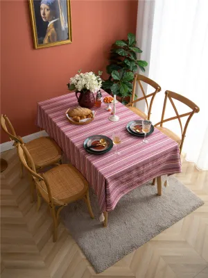 Tablecloth Ethnic Style Bohemian Polyester Cotton Yarn-Dyed Flower Striped