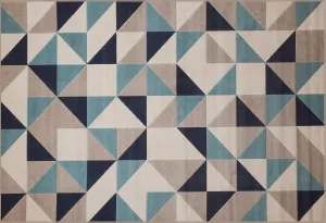 Tessellated Area Rug BEIGE BLUE