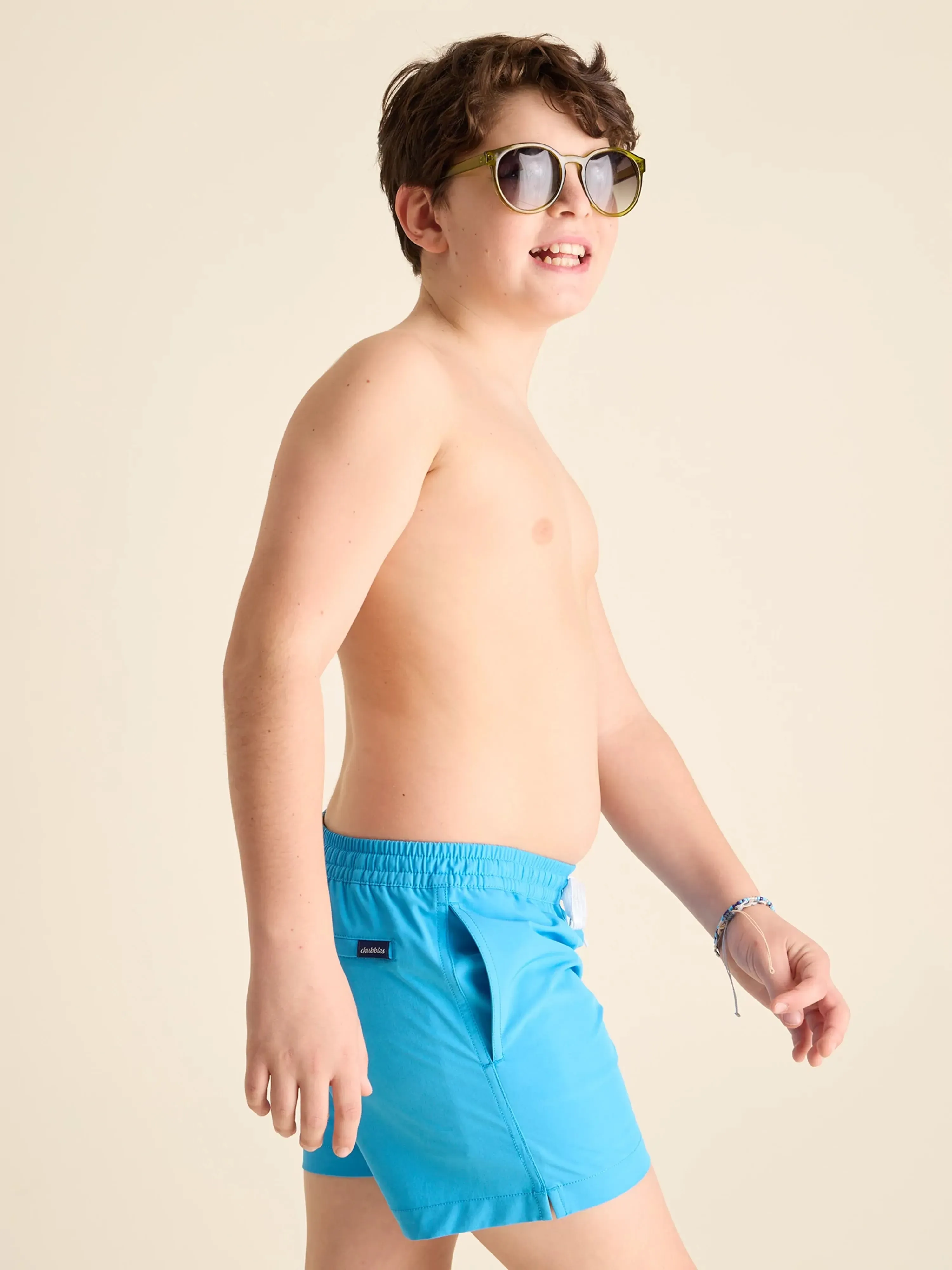 The Blue Barracudas (Boys Lined Classic Swim Trunk- Shorter)