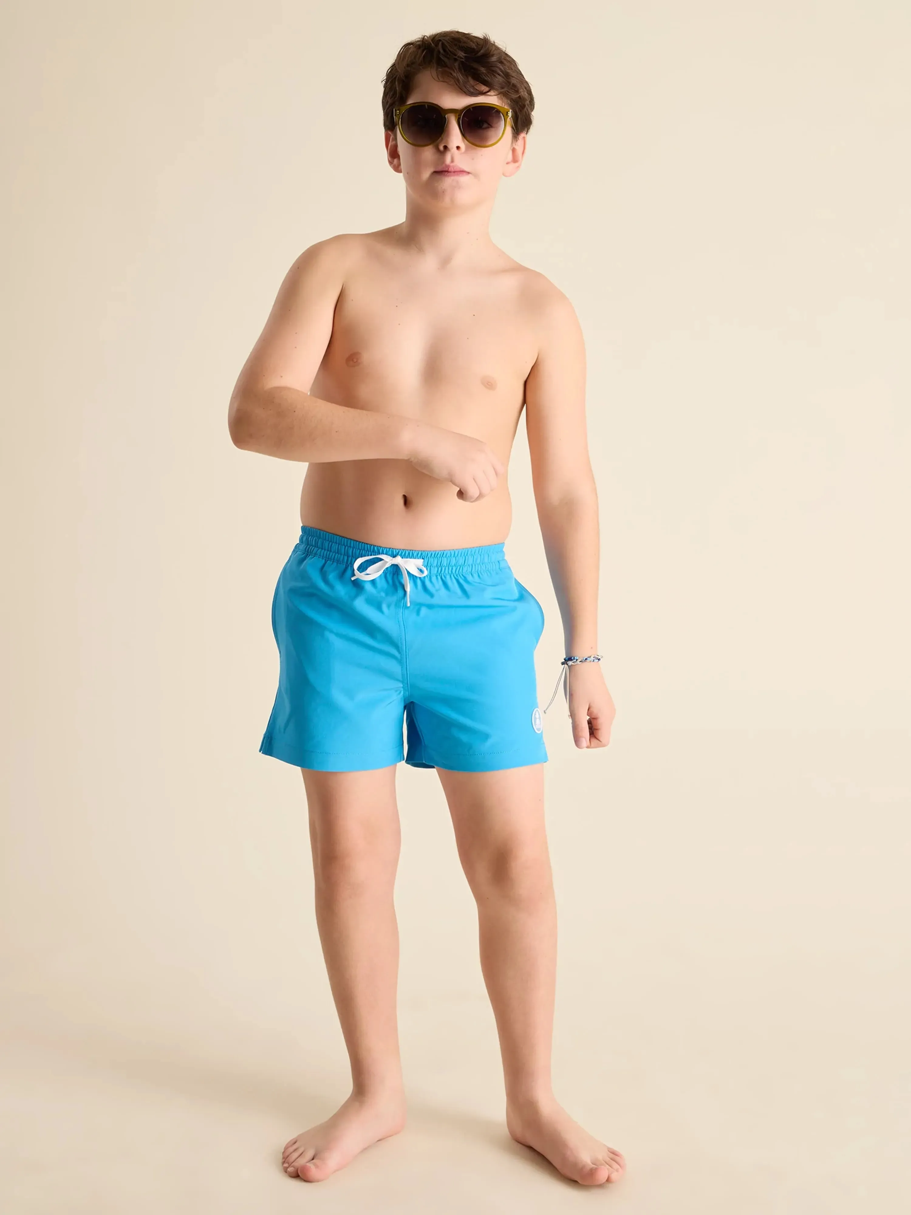 The Blue Barracudas (Boys Lined Classic Swim Trunk- Shorter)