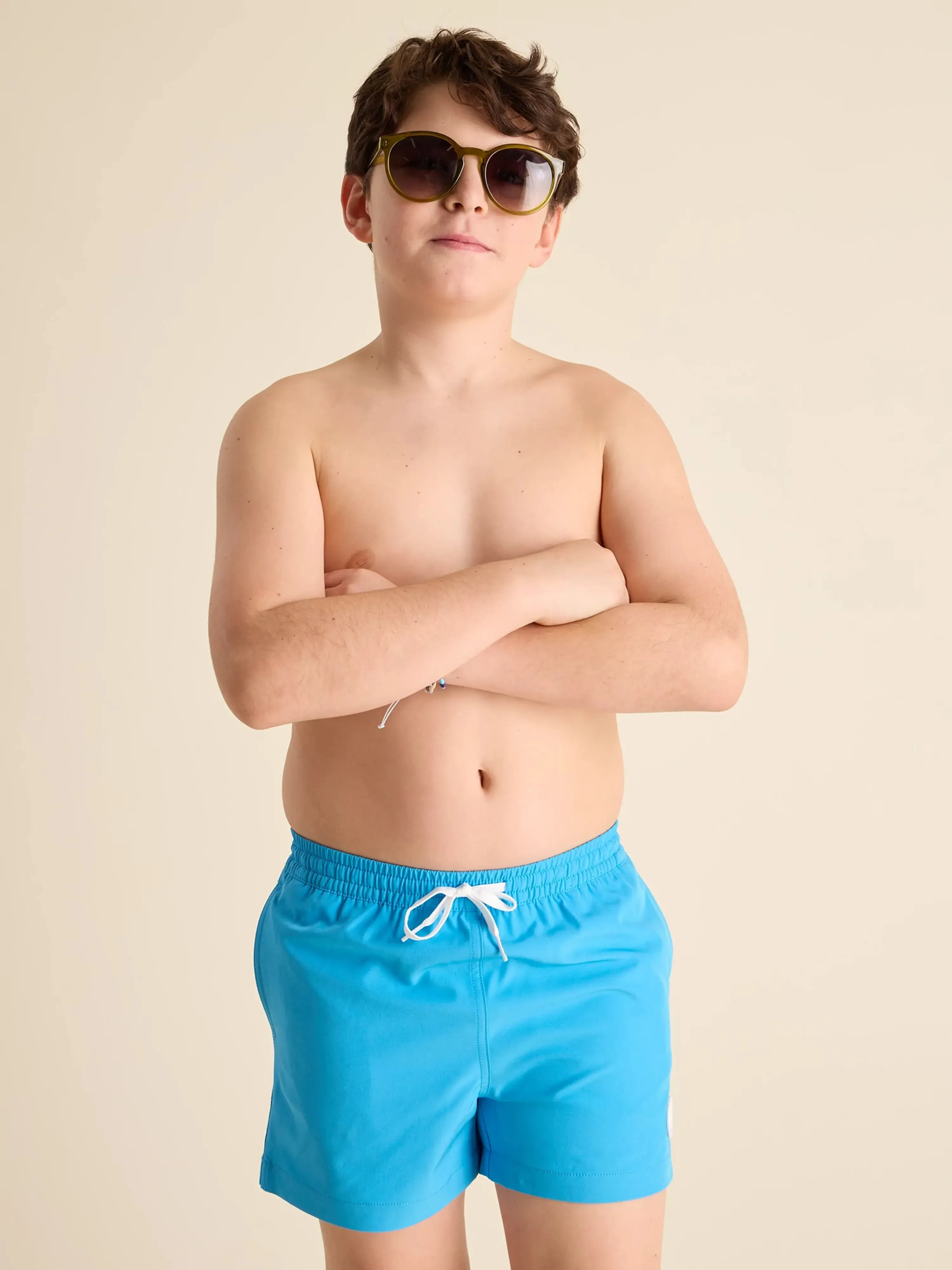 The Blue Barracudas (Boys Lined Classic Swim Trunk- Shorter)