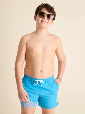 The Blue Barracudas (Boys Lined Classic Swim Trunk- Shorter)