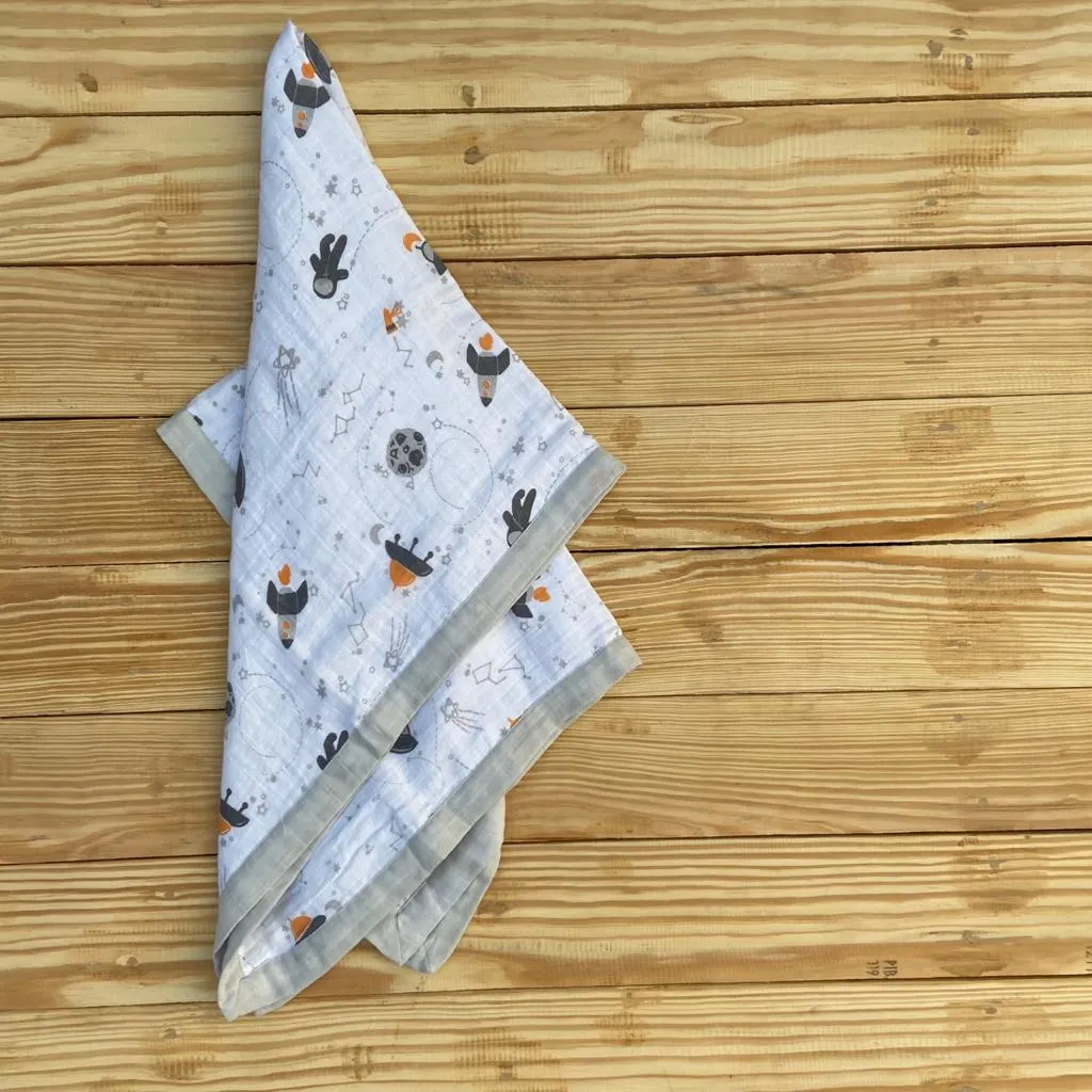 The Curious Astronaut Muslin Blanket (Two-Layer Dohar)