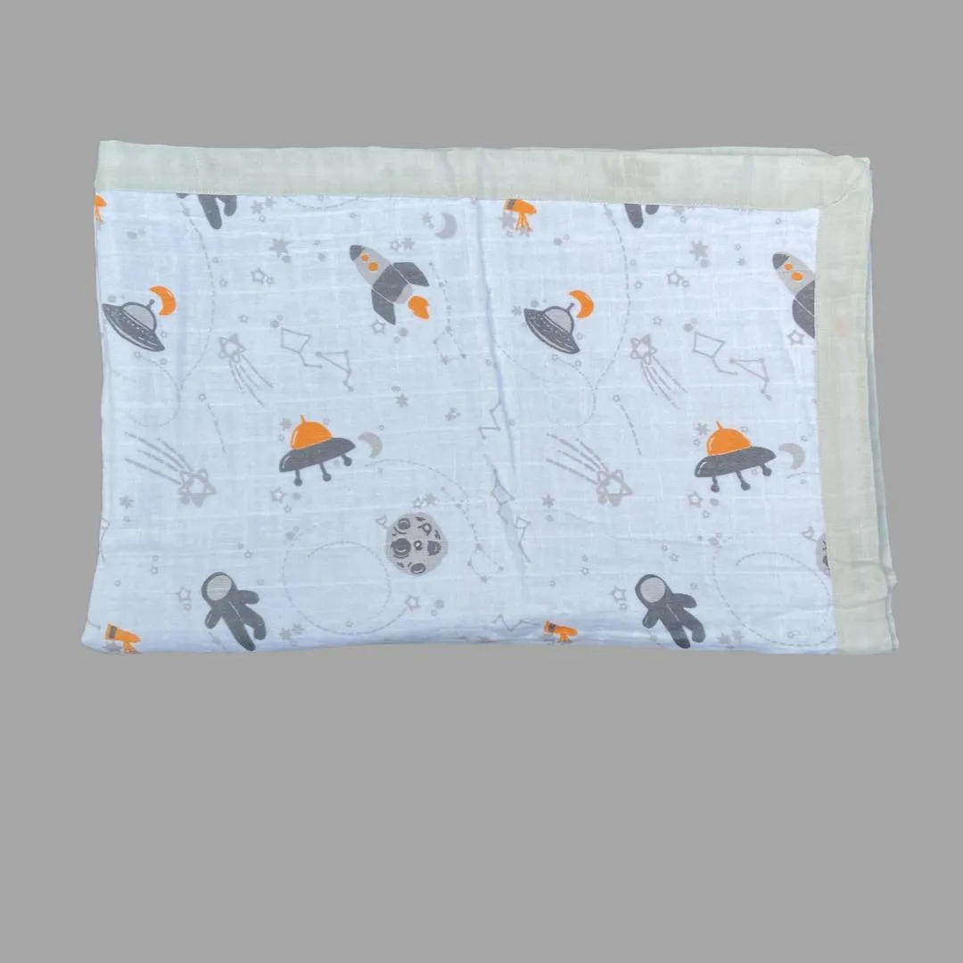 The Curious Astronaut Muslin Blanket (Two-Layer Dohar)