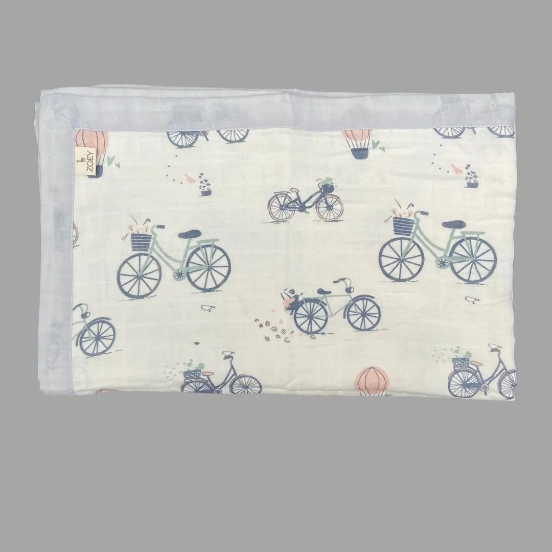 Time to Ride Muslin Blanket (Two-Layer Dohar)