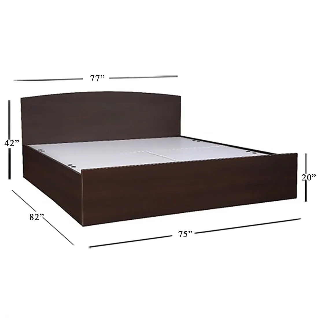 Torque India Stella King Size Bed With Box Storage For Bedroom (Brown)
