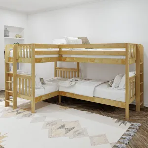 Twin Medium Corner Bunk with Straight Ladders on Ends