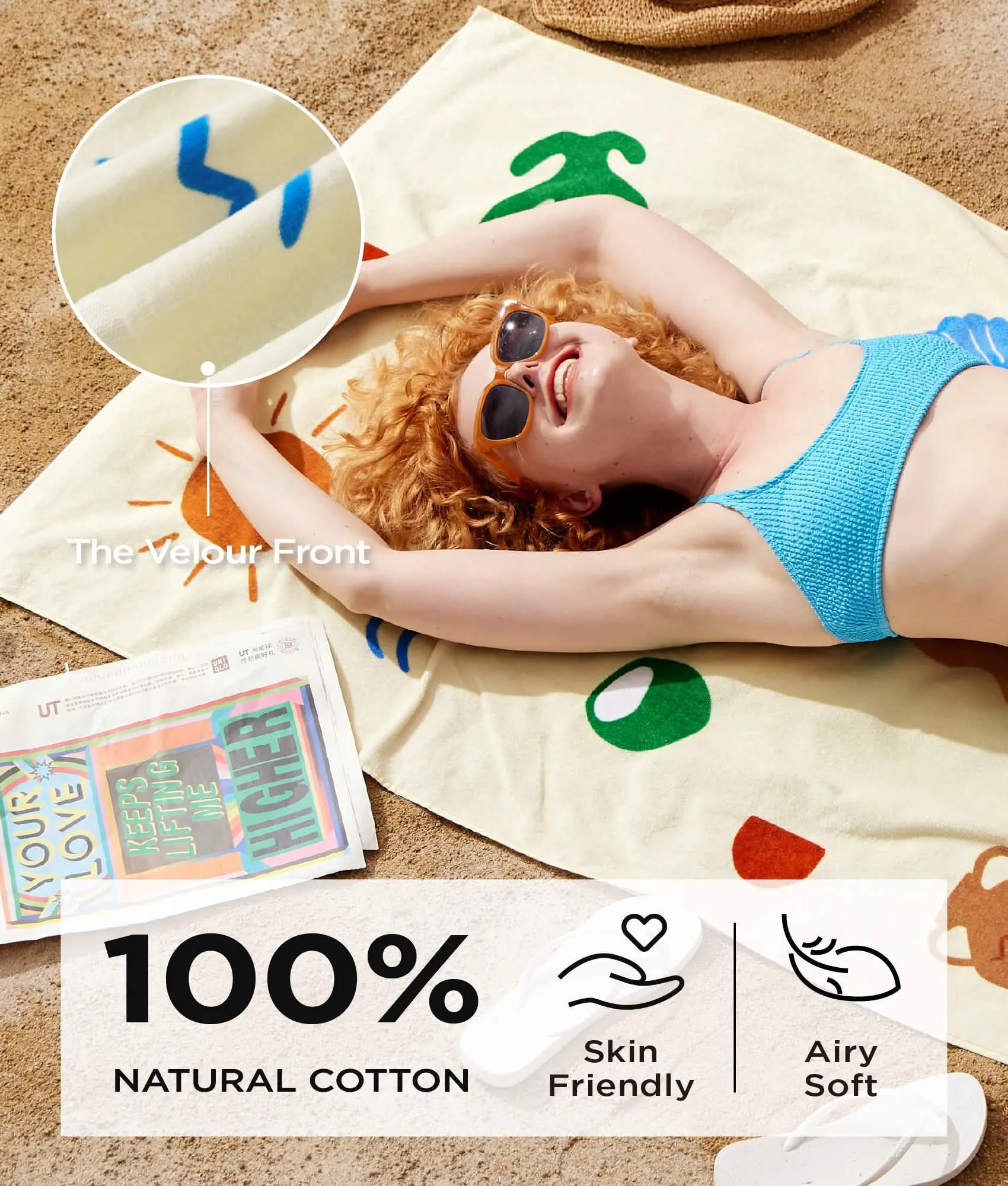 U by Bedsure 100% Cotton - Island Oversized Beach Towel
