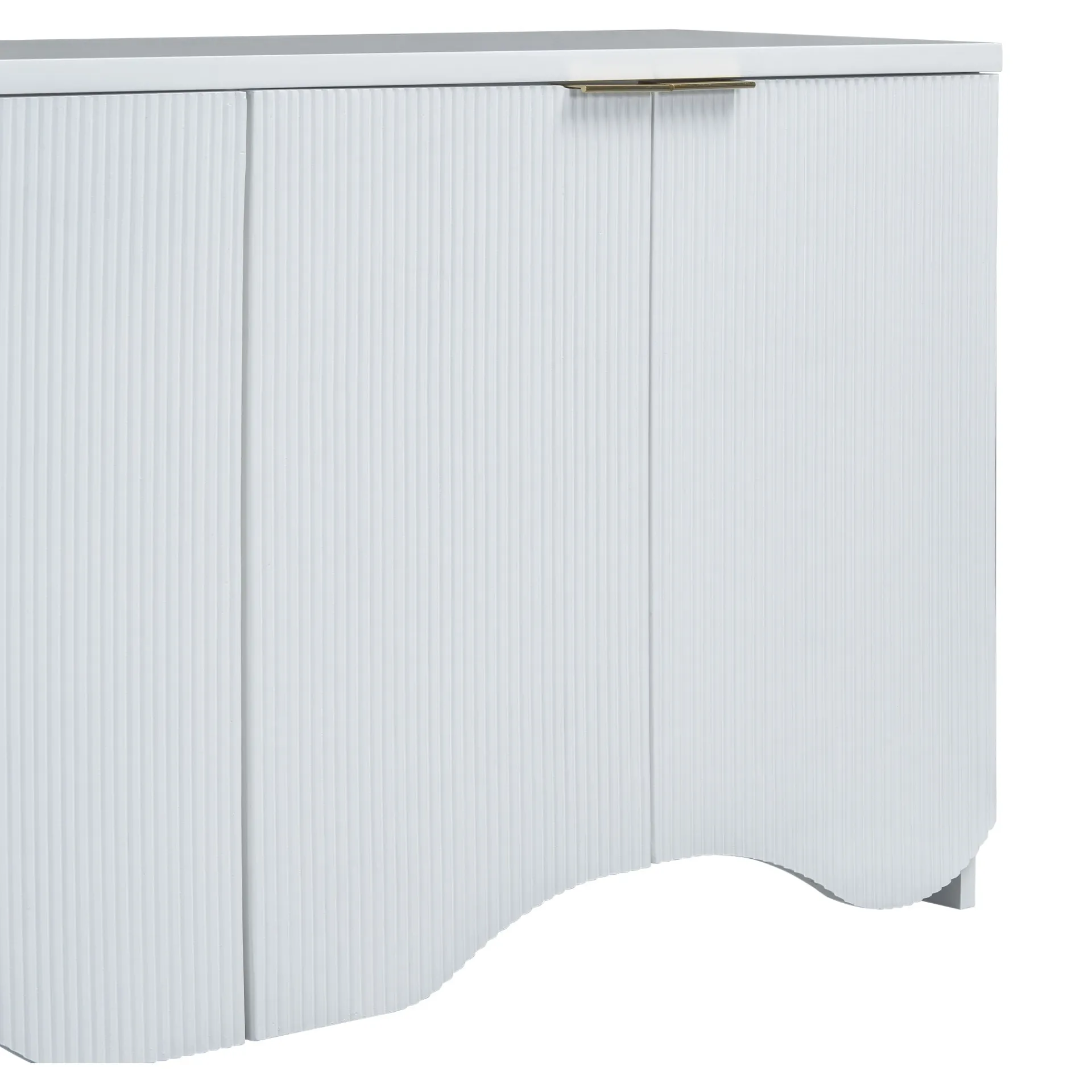 Vertical Stripes and Wavy Design of a Four-Door Cabinet Cabinet Suitable for Hallway, Entryway, Living Room