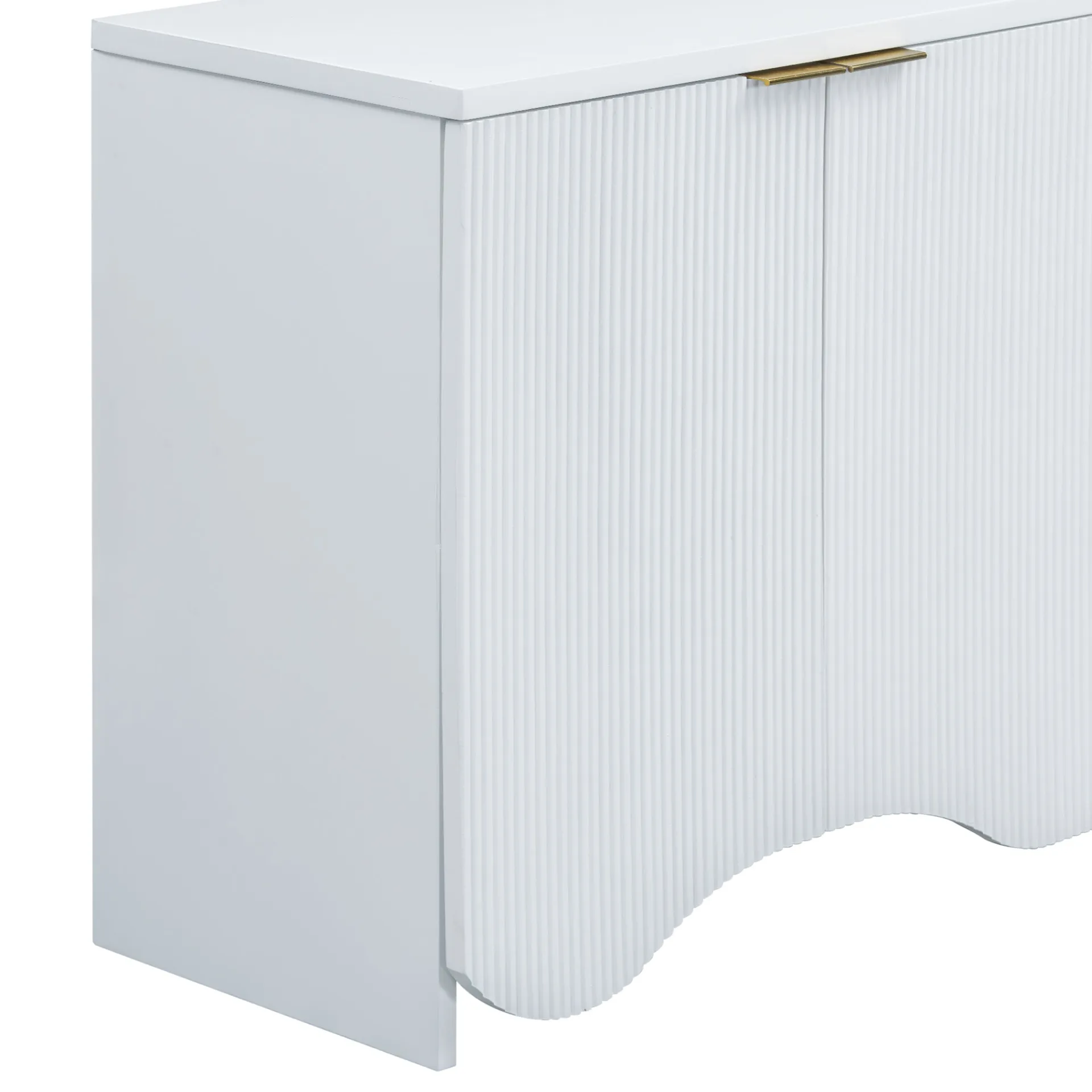 Vertical Stripes and Wavy Design of a Four-Door Cabinet Cabinet Suitable for Hallway, Entryway, Living Room