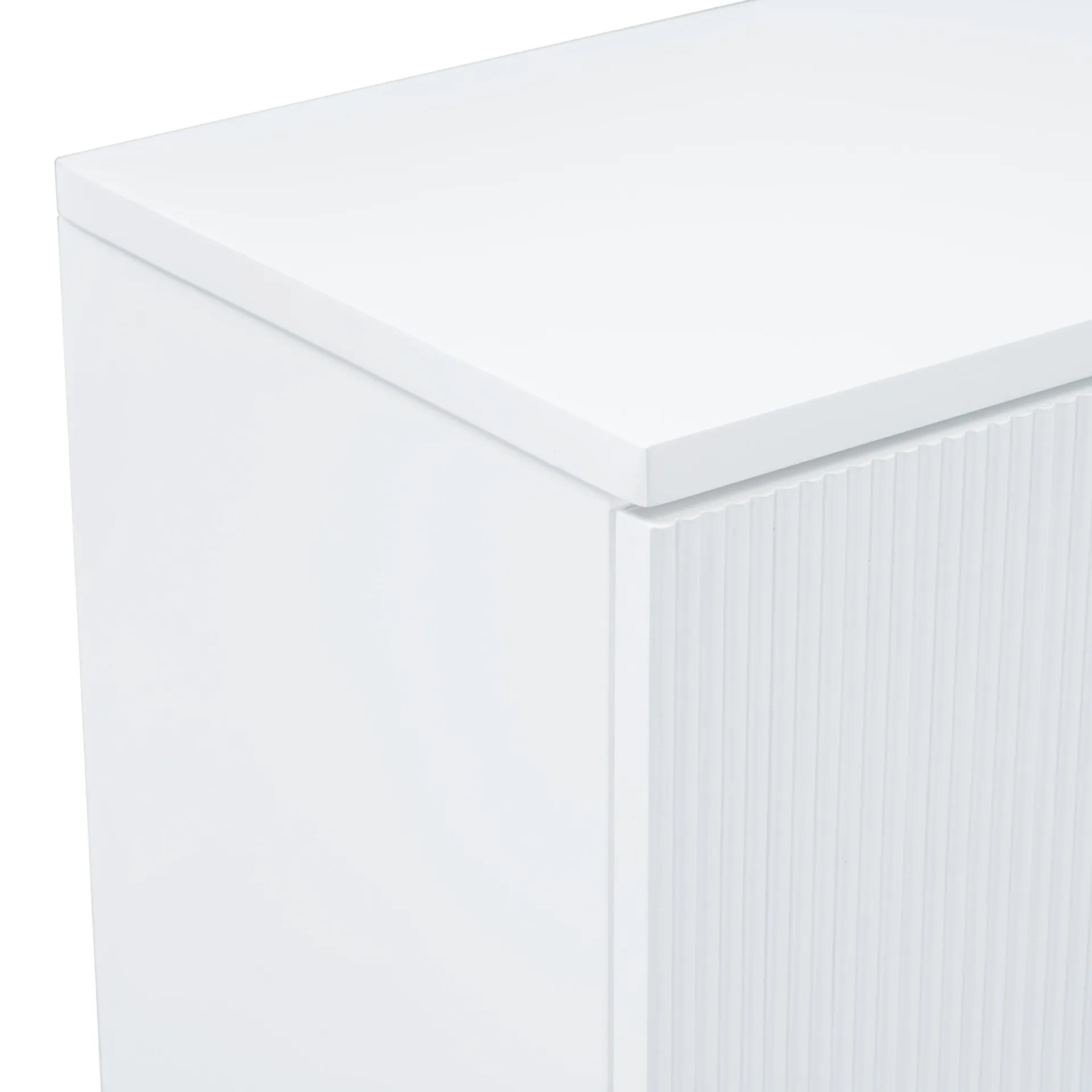 Vertical Stripes and Wavy Design of a Four-Door Cabinet Cabinet Suitable for Hallway, Entryway, Living Room