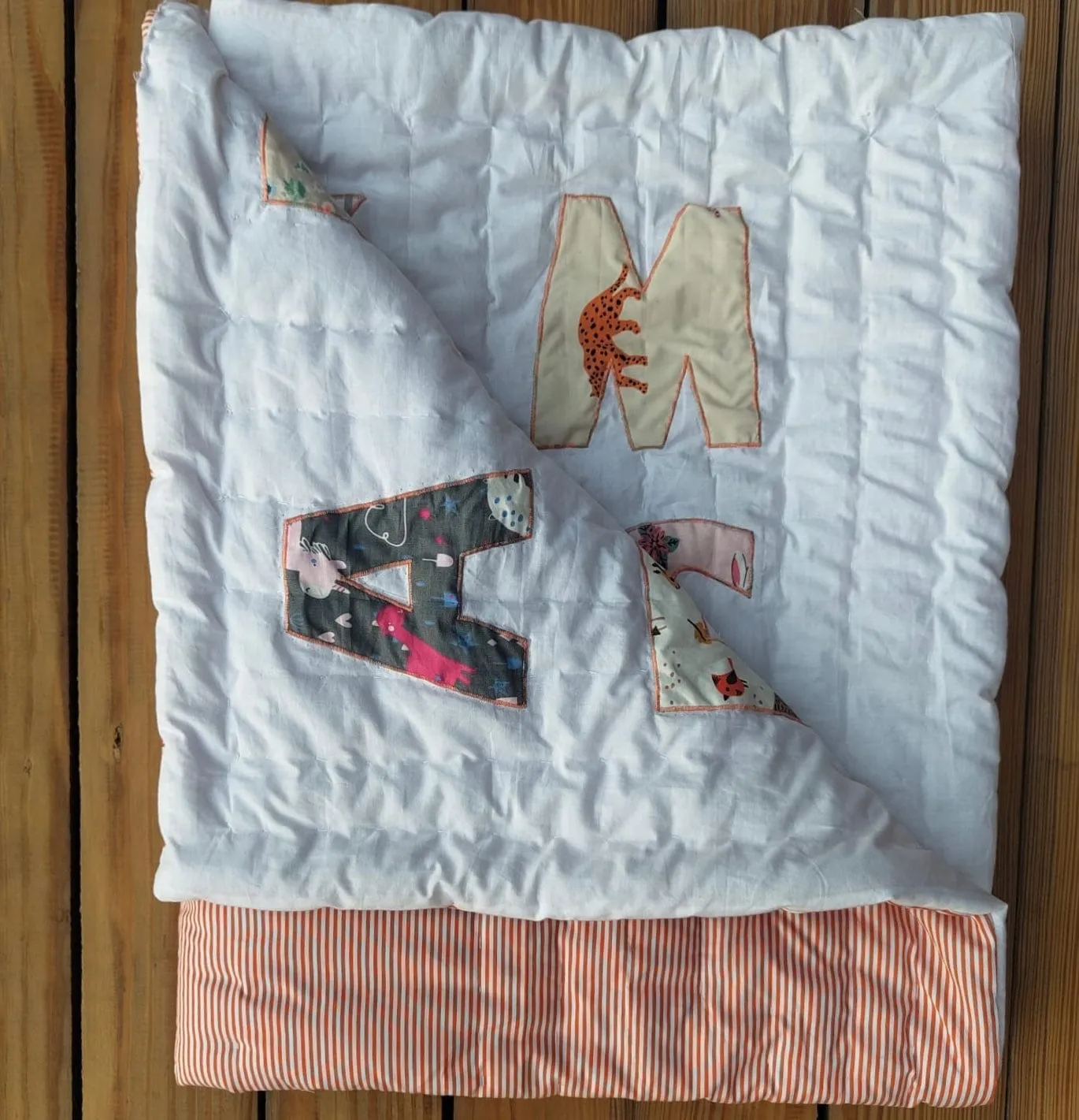 Vibrant Stripes Alphabet Baby Quilt