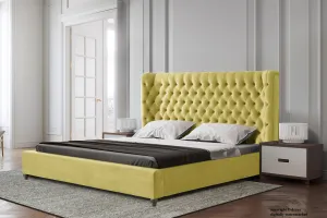 Westminster Upholstered Winged Bed - Lemon