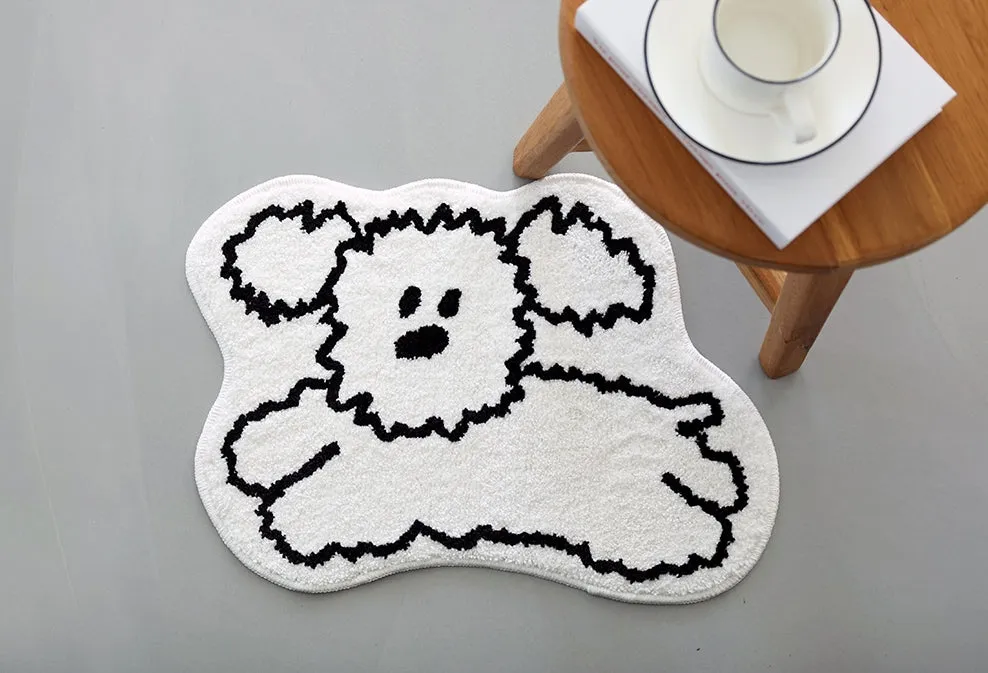 White Run Dogs Cute Animal Characters Floor Mats Rugs Bathroom Home Door Bedroom Foot Pads Anti-slip