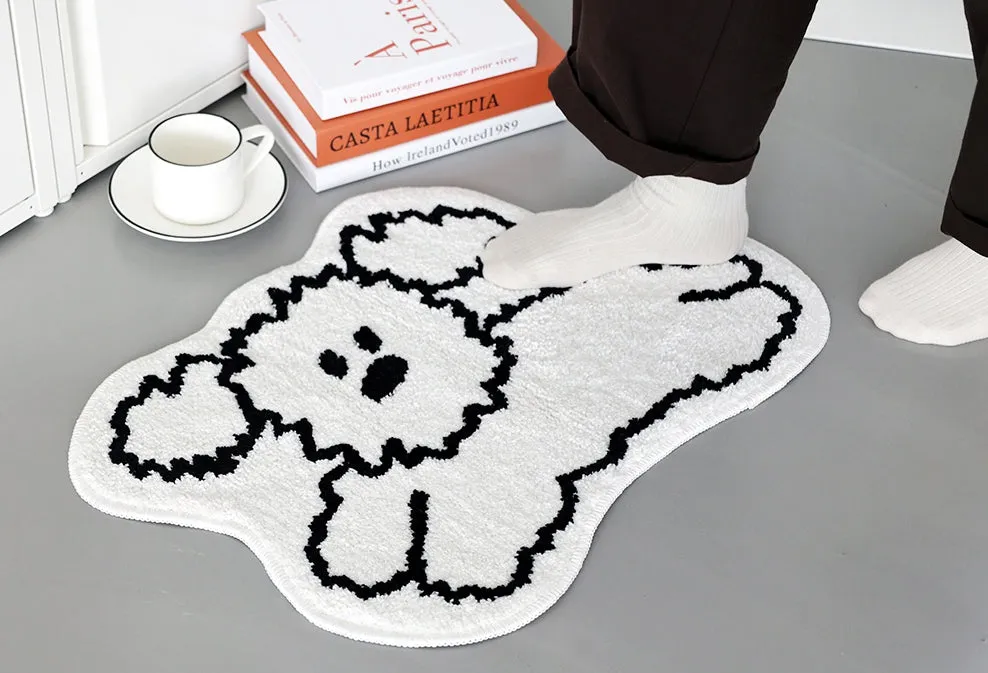 White Run Dogs Cute Animal Characters Floor Mats Rugs Bathroom Home Door Bedroom Foot Pads Anti-slip