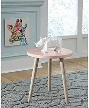 Wooden Cave Cafe Coffee Table, Beside Table, Nightend | Wooden Light Weighted Foldable Plant Stand, Stool for SItting | Kids Room Furniture, Study Table for Kids (Round) (pink)