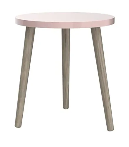 Wooden Cave Cafe Coffee Table, Beside Table, Nightend | Wooden Light Weighted Foldable Plant Stand, Stool for SItting | Kids Room Furniture, Study Table for Kids (Round) (pink)
