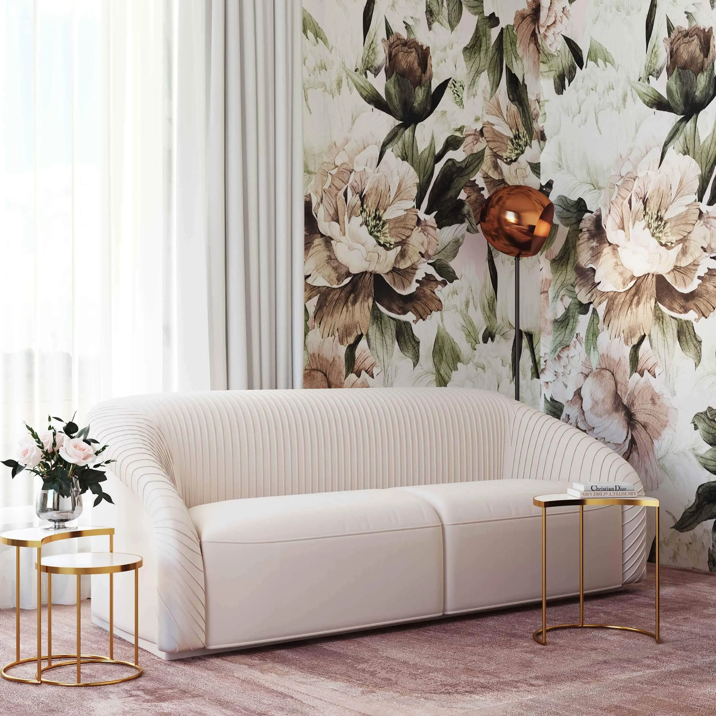 Yara Pleated Sofa, Cream