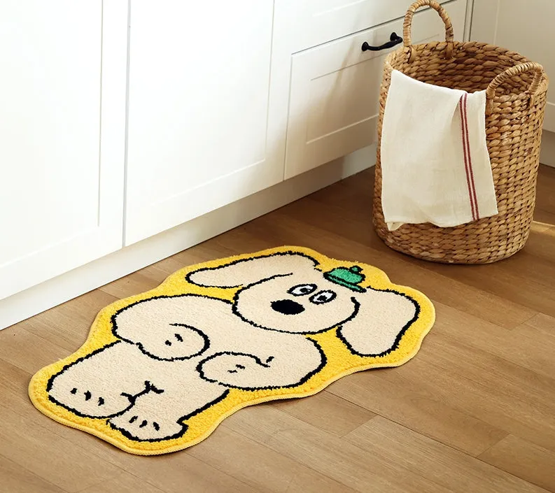 Yellow Cute Animal Dogs Charlie Characters Floor Mats Rugs Bathroom Home Decor Bedroom Door Foot Pads Soft Anti-slip Gifts